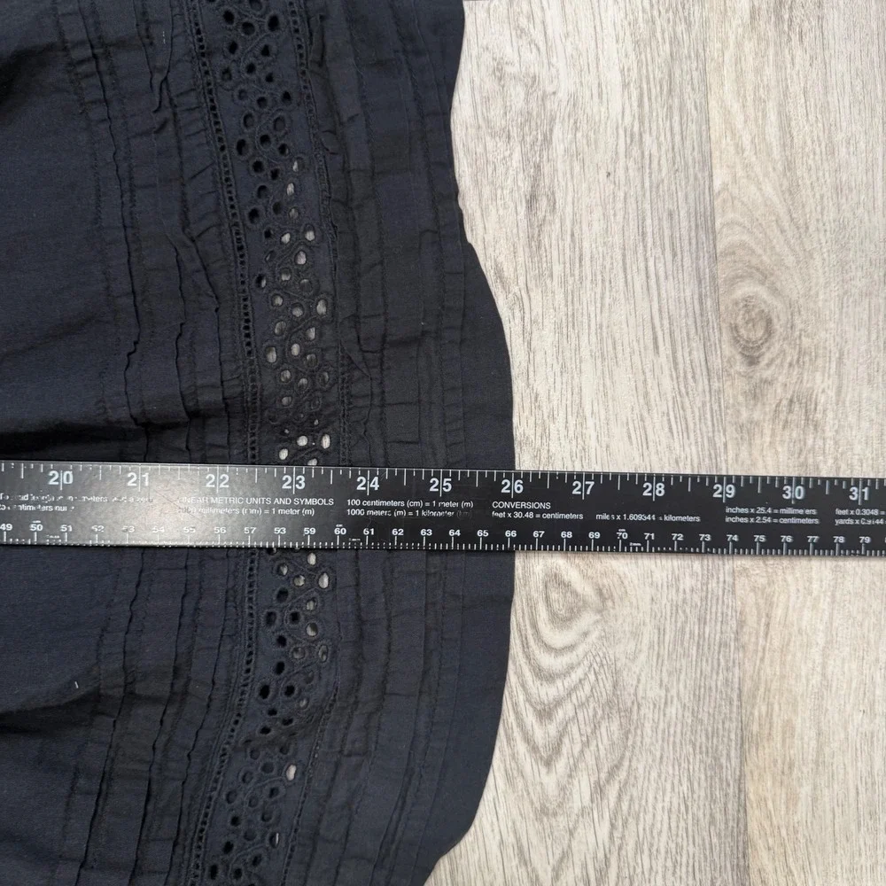 Great Northwest Indigo Womens Black Eyelet Lace Midi Skirt Small Boho Elastic